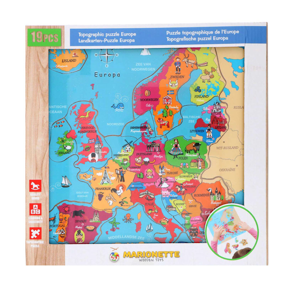 Puzzle din lemn harta Europei | 18 buc